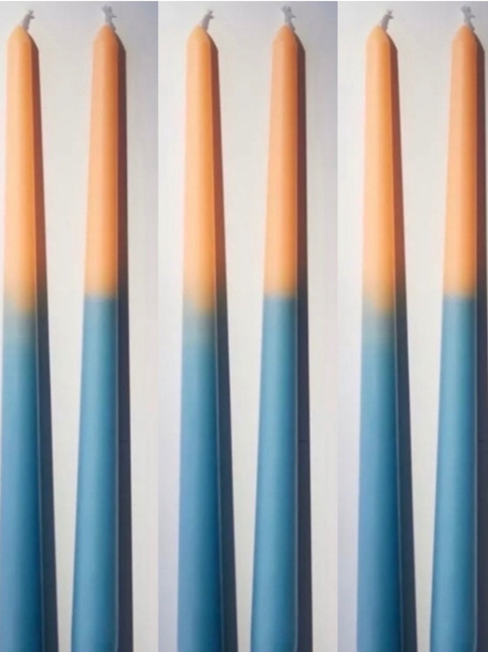 UO Tapered Ombré Candles- Set of 6 Blue / Orange Wax Candlesticks
